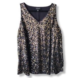 Women Lane Bryant Sequin Black Tank Top 2X Cocktail Party Date Night Statement